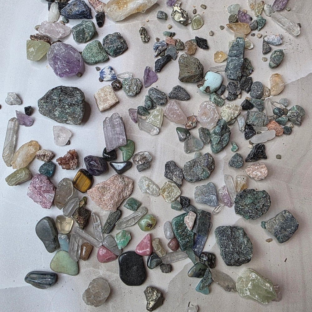 Mixed Gemstone Lot Raw and Tumbled Crystals Amethyst Quartz Pyrite Collection K2